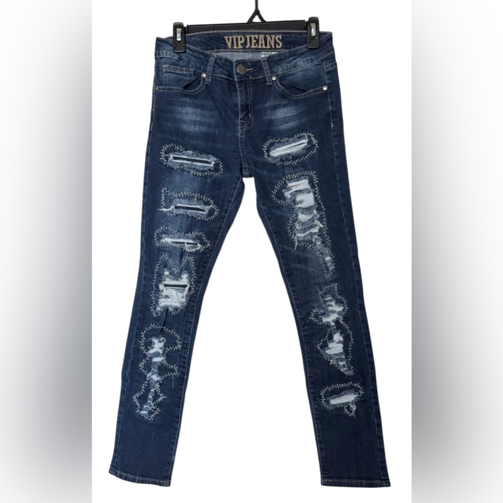 VIP Distressed Indigo Skinny Jeans Women’s Size 5-6. New
